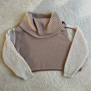 moon & madison Taupe and Cream Cowl Neck Sweater